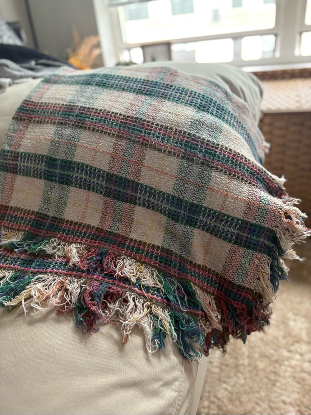 Multicolor Plaid Fringed Throw Blanket - Cozy Living Accent